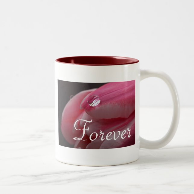 Forever love Rosa ros Raindroppe Två-Tonad Mugg (Höger)