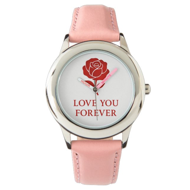 Forever Love Rose Elegant Romantic Valentine day Armbandsur (Framsida)