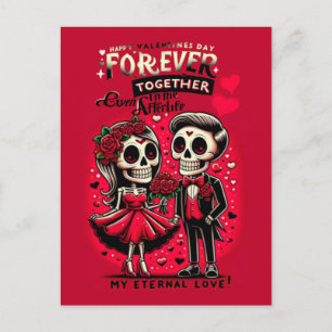 Forever love-skelettet old school tatuering stil vykort