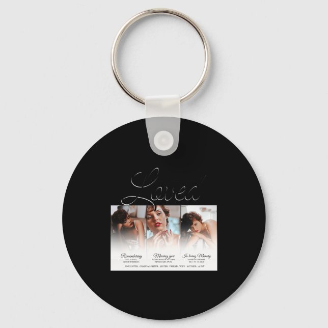Forever Loved Memorial 3 Photo Memorial  Nyckelring (Framsida)