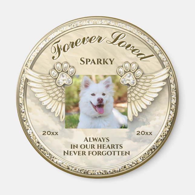 Forever Loved Paw Wings Design Magnet (Framsidan)