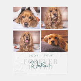 Forever Loved Pet Hund Memorial Photo Collage Whit Fleecefilt