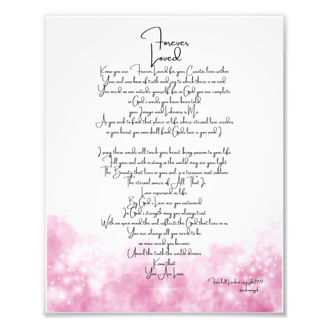 Forever Loved Rosa Fototryck (Framsidan)