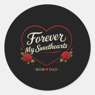 Forever Mamma Och Pappa Alla Hjärtans Dag Klisterm Runt Klistermärke