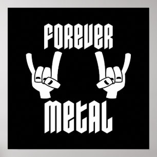 Forever Metall Heavy Metall Djävulen Horns Hand Ge Poster