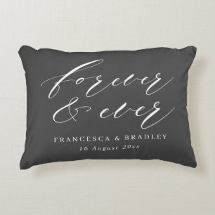 Forever och Grått Calligraphy Bröllop Gift Prydnadskudde