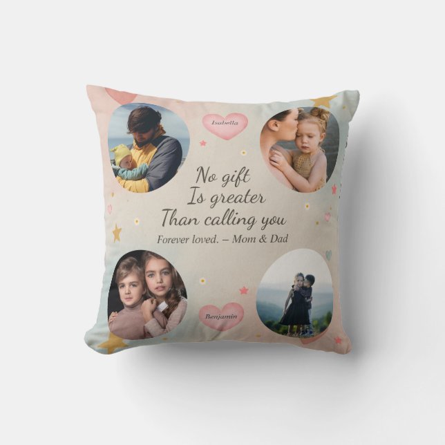 Forever Our Little Ones – Custom 4-Photo Tribute  Kudde (Framsida)