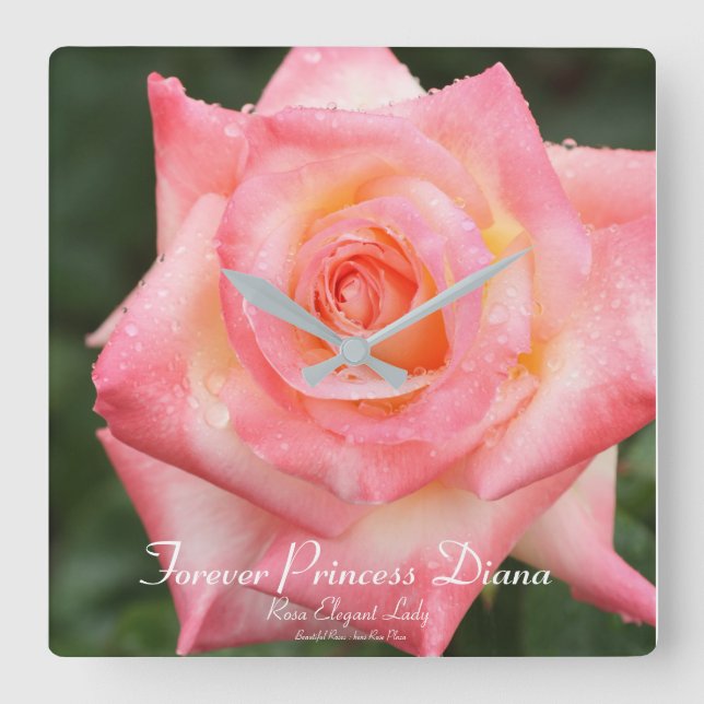 Forever Princess Diana:Rosa Elegant Dam Fyrkantig Klocka (Framsida)