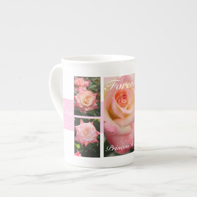 Forever Princess Diana：Rosa Elegant Lady Benporslin Mugg (Framsida vänster)