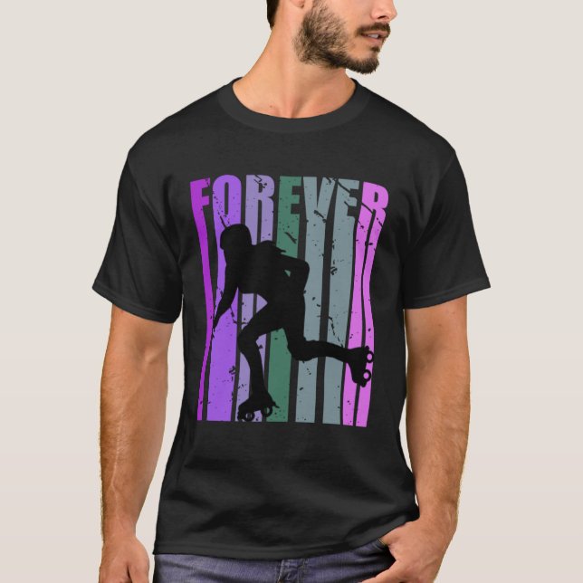 Forever Retro Roller Skating Pretty Roller Girls C T Shirt (Framsida)