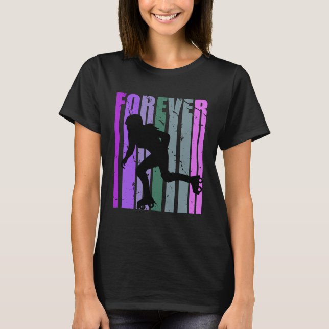 Forever Retro Roller Skating Pretty Roller Girls C T Shirt (Framsida)