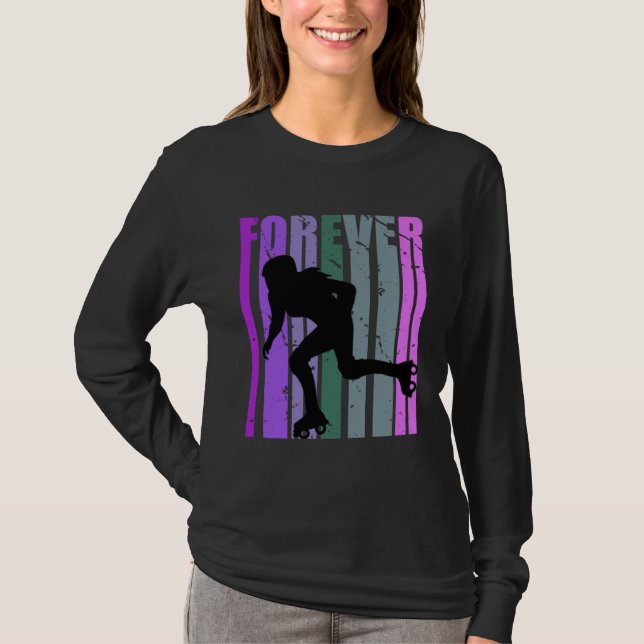Forever Retro Roller Skating Pretty Roller Girls C T Shirt (Framsida)