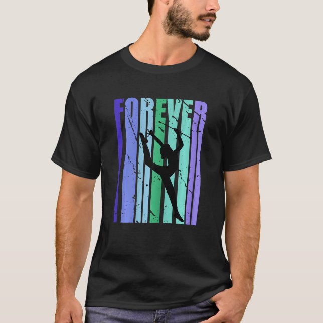 Forever Rhythmic Gymnastics Text Distressed Word T Shirt (Framsida)