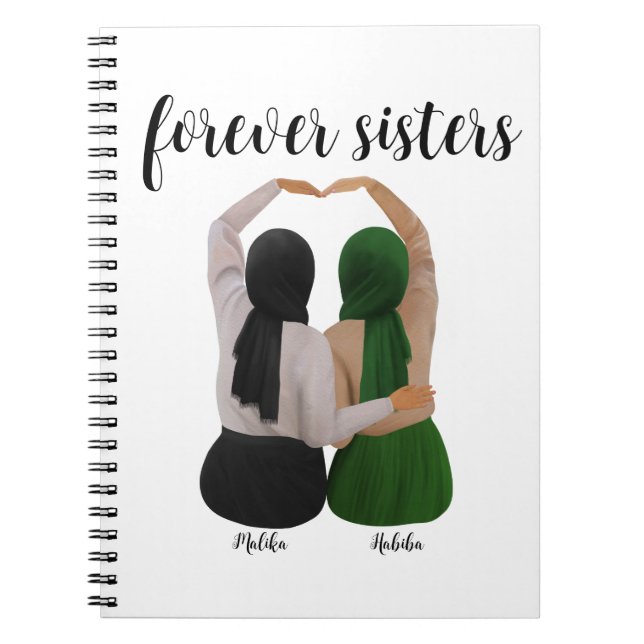 Forever Sisters Personlig Hijabi Gift Anteckningsbok (Framsidan)