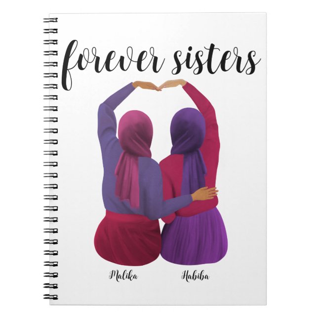 Forever Sisters Personlig Hijabi Gift Anteckningsbok (Framsidan)
