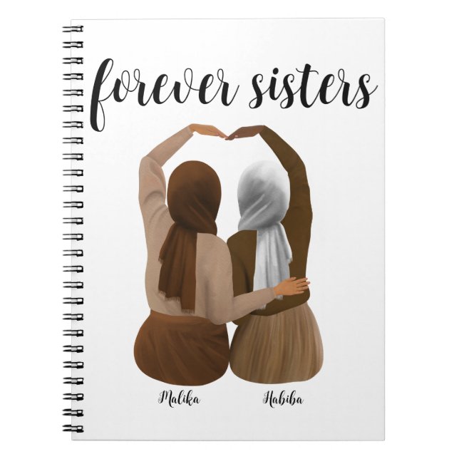 Forever Sisters Personlig Hijabi Gift Anteckningsbok (Framsidan)