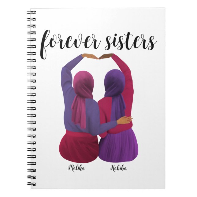 Forever Sisters Personlig Hijabi Gift Anteckningsbok (Framsidan)