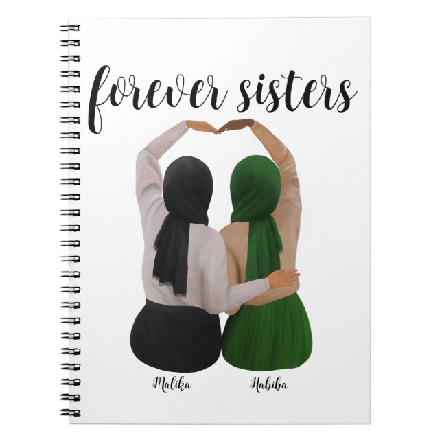 Forever Sisters Personlig Hijabi Gift Anteckningsbok (Framsidan)