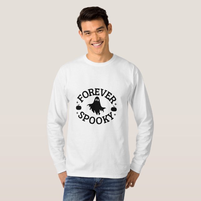 Forever Spooky Halloween Ghost and Pumpkins T Shirt (Hel framsida)
