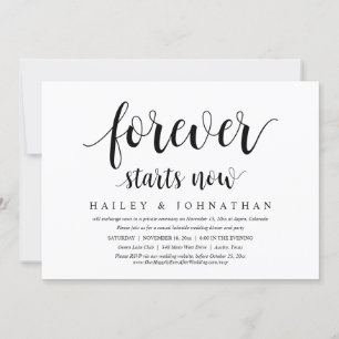 Forever Starts Now, Bröllop Elopement Party Inbjudningar