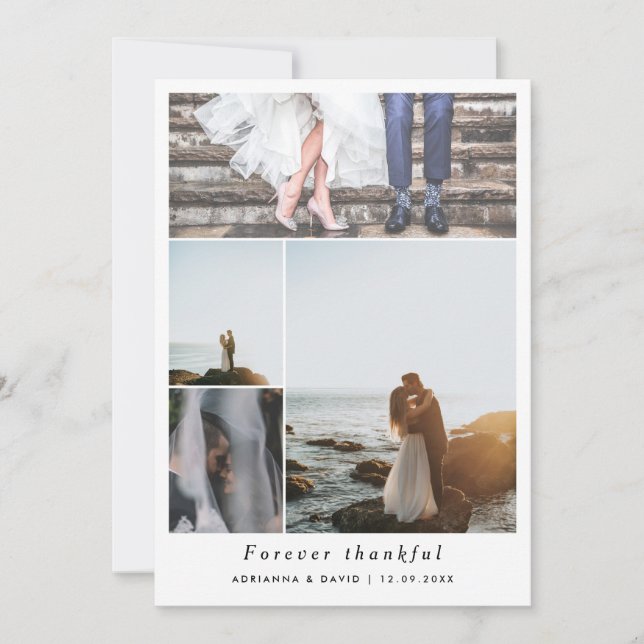 Forever Thankful Couple Photo Collage Wedding Tack Kort (Framsida)