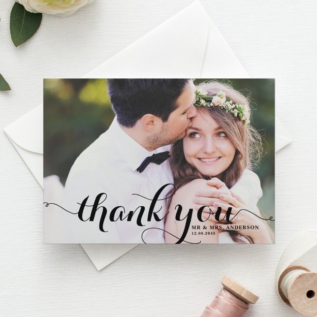 Forever Thankous Script Tack-vykort Bröllop Vykort (Skapare uppladdad)