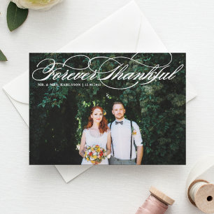 Forever Thanktive Elegant Script Bröllop Tack Vykort