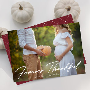 Forever Thanktive Script Photo Thanksgiving Julkort