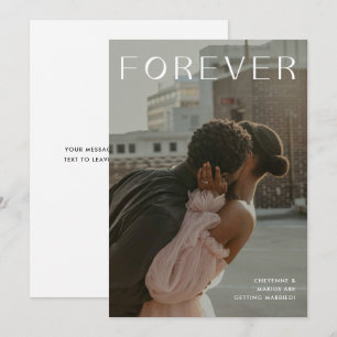 Forever Typography Photo Förlovning-meddelande Inbjudningar