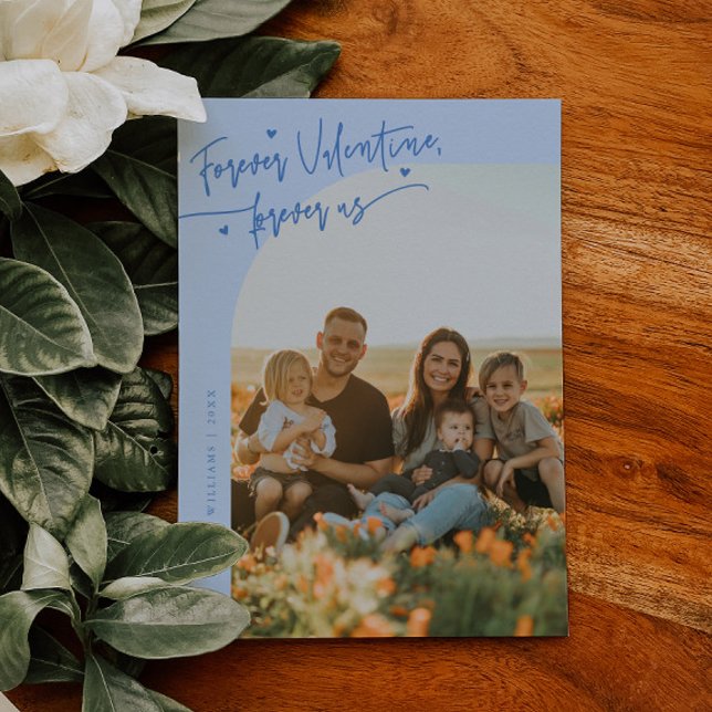 Forever Us Script Icy Blue Valentine Photo Julkort (Skapare uppladdad)