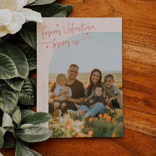 Forever Us Script Peach Valentine Foto Julkort