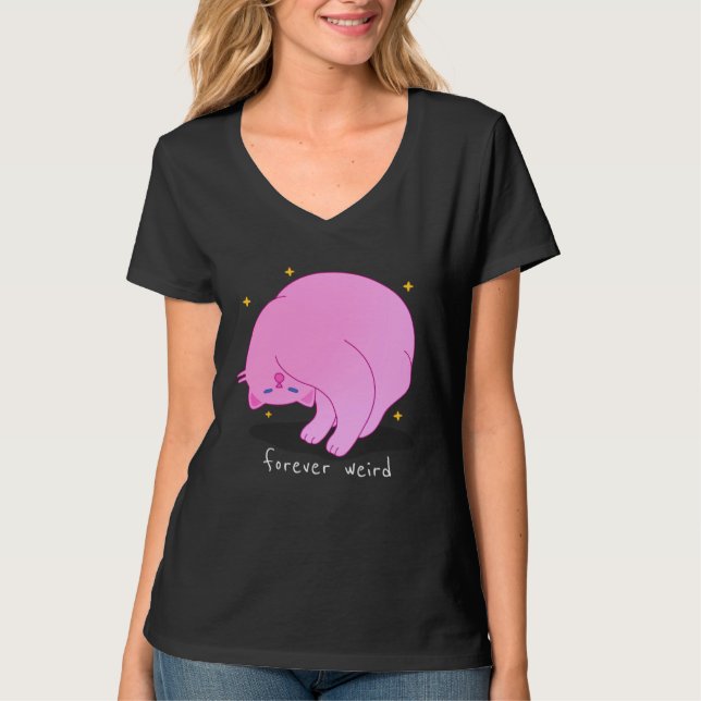 Forever Weird  Cat Pink Unique Fabulous Kitten Mom T Shirt (Framsida)