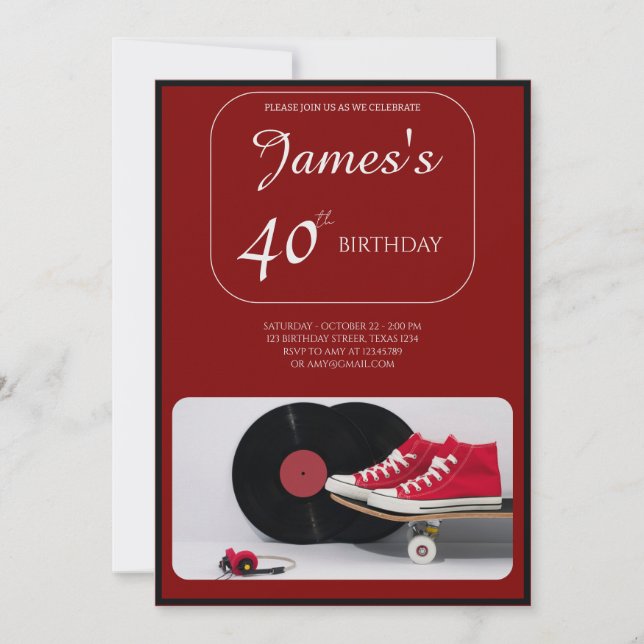 "Forever Young" 40:e födelsedagsinbjudan till Jame Inbjudningar (Framsida)