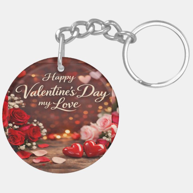 'Forever Your Valentine' Acrylic Keychain (Vänster Baksida)