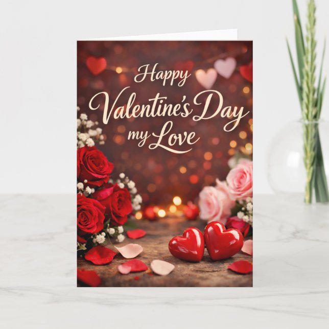 'Forever Your Valentine' Folded Greeting Card Kort (Framsida)