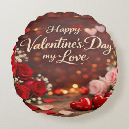'Forever Your Valentine' Round Pillow Rund Kudde