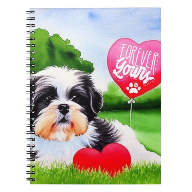 Forever Yours Shih Tzu Watercolor Anteckningsbok (Framsidan)