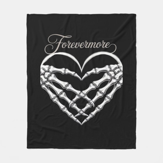 Forevermore Skeleton Händer Heart Gothic Romantik Fleecefilt (Framsidan)