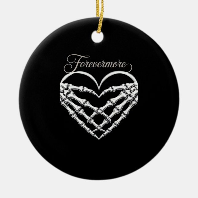 Forevermore Skeleton Händer Heart Gothic Romantik Julgransprydnad Keramik (Framsidan)
