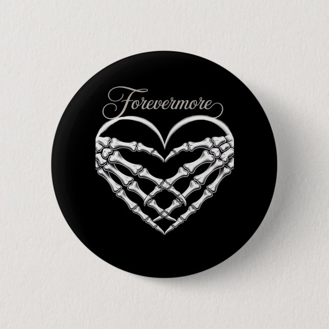 Forevermore Skeleton Händer Heart Gothic Romantik Knapp (Framsida)