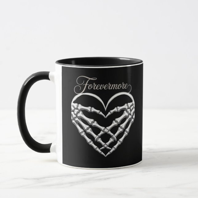 Forevermore Skeleton Händer Heart Gothic Romantik Mugg (Vänster)