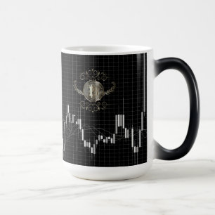Forex Candlestick-diagram med Bitcoin Guld-mynning Magisk Mugg