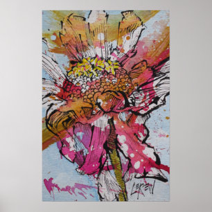 Förfallande Zinnia 001 / Konstnär Larry Lerew Poster