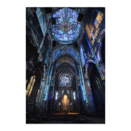 Förfallen katedral glasmålning Projektion Glöd Fototryck