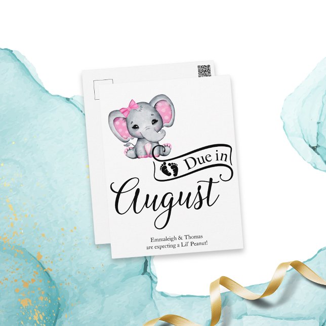 Förfaller i augusti Little Peanut Flicka Elephant Vykort (Skapare uppladdad)