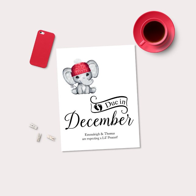 Förfaller i december Little Peanut Baby Elephant Vykort (Skapare uppladdad)
