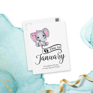 Förfaller i januari Lilla Peanut Flicka Elephant Vykort