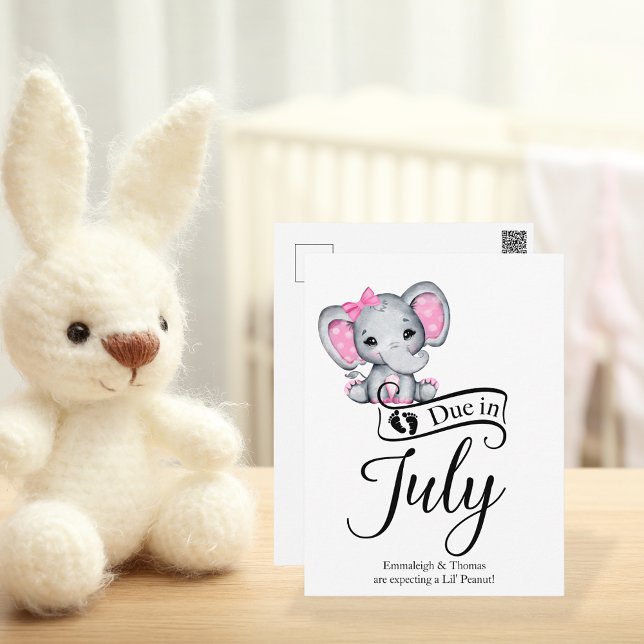 Förfaller i juli Lilla Peanut Flicka Elephant Vykort (Skapare uppladdad)