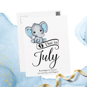 Förfaller i juli Lilla Peanut Pojke Elephant Vykort