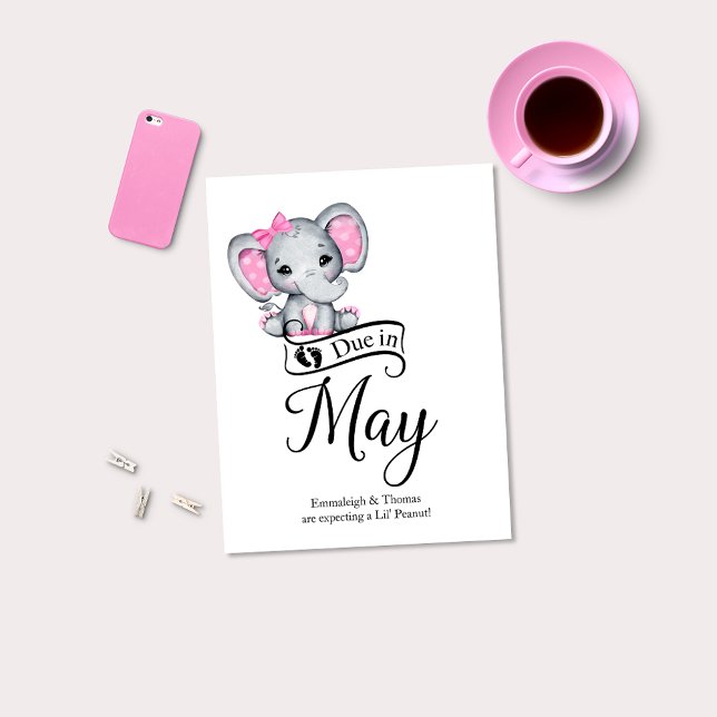 Förfaller i maj Lilla Peanut Flicka Elephant Vykort (Skapare uppladdad)